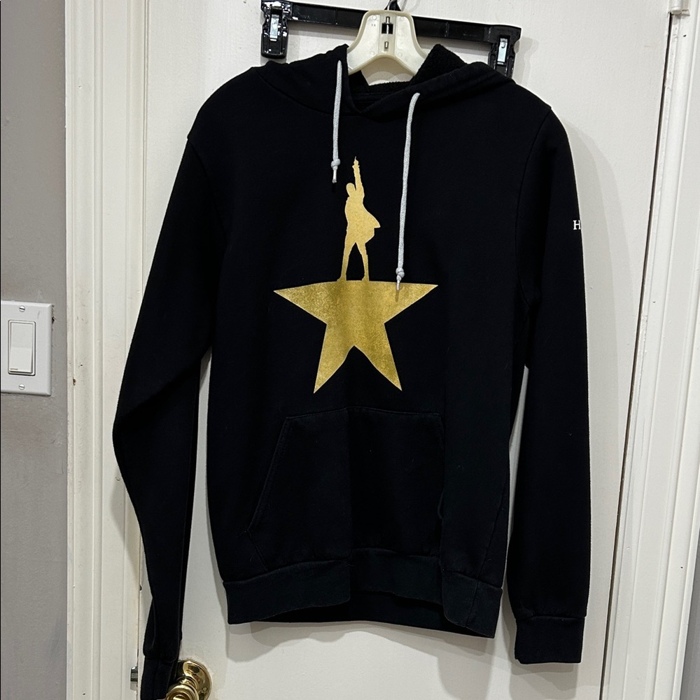 Hamilton Black and Gold Men's hoodie size Small pre owned- see pics